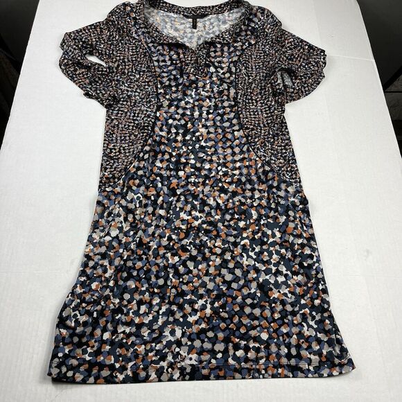 BCBGMaxazria Francine Dress Allover Dot Print Knee Length Stretch V-Neck LARGE - Picture 1 of 10